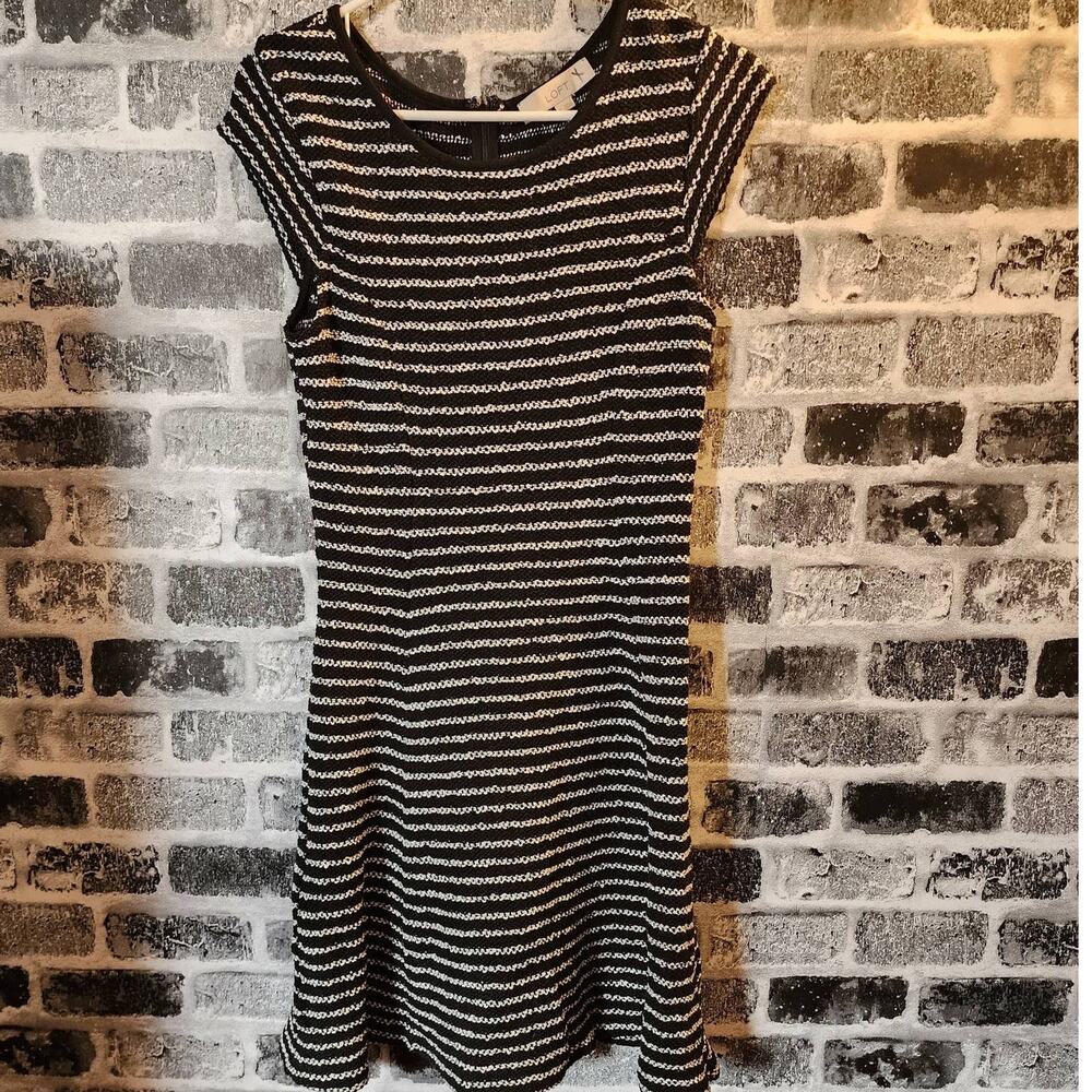 Loft Ann Taylor Stripped Sweater Knit Midi Dress Size XS